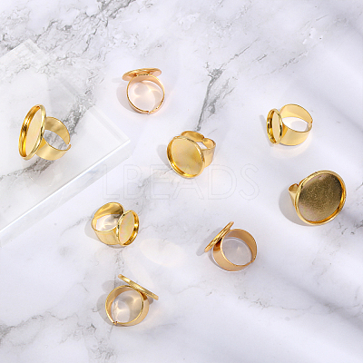 16Pcs 4 Size Adjustable Brass Finger Rings Components KK-CA0002-22G-1