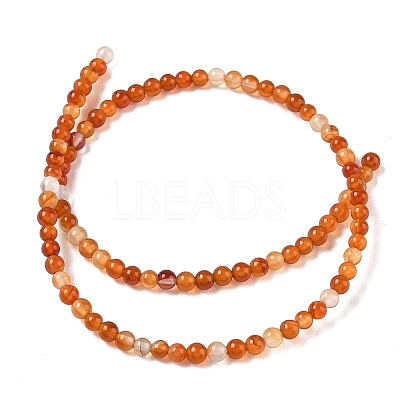 Round Natural Red Agate Bead Strands G-M257-4mm-26-1