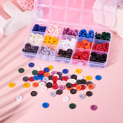 450Pcs 15 Styles Resin Buttons RESI-TA0004-13-1