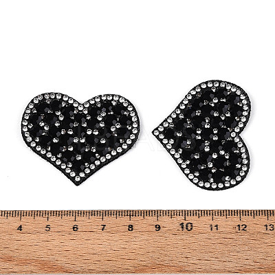 Heart Hotfix Glass Rhinestone with Cloth Patches PATC-T002-02B-1