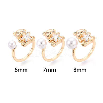 Bear Brass Micro Pave Clear Cubic Zirconia Cuff Ring Settings KK-T076-32G-1