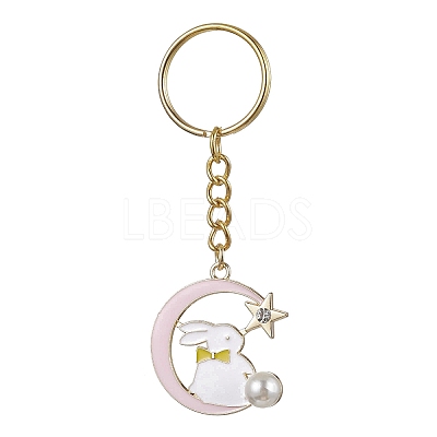 Moon with Rabbit Alloy Enamel Pendant Keychain KEYC-JKC00623-04-1