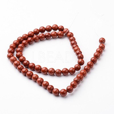 Round Natural Red Jasper Bead Strands G-J346-21-6mm-1