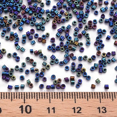 Frosted Plated Glass Cylinder Beads SEED-S047-F-001-1