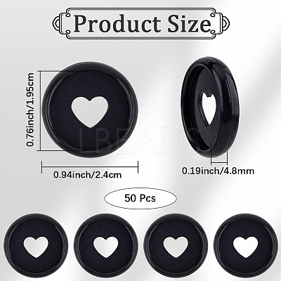 50Pcs Flat Round Heart Acrylic Loose Leaf Ring Round Binder Discs DIY-CP0012-14-1