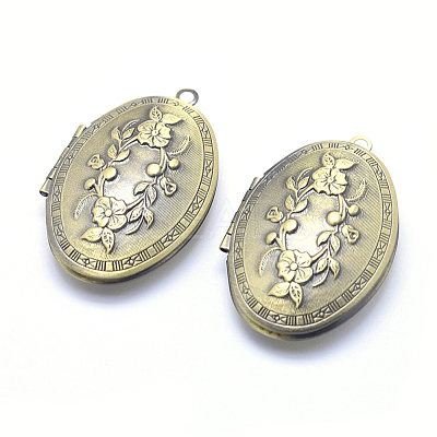 Brass Locket Pendants KK-F717-16AB-NR-1