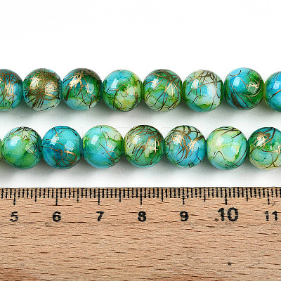 Baking Paint Glass Beads Strands DGLA-N003-10mm-B04-1