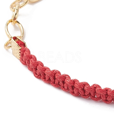 Waxed Cotton Cords Braided Link Bracelets BJEW-JB09963-05-1
