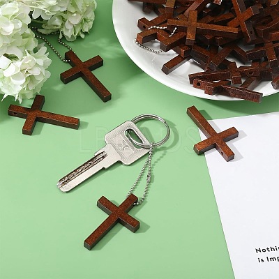 DIY Cross Wood Pendant Decoration Making Kit DIY-GL0004-110-1