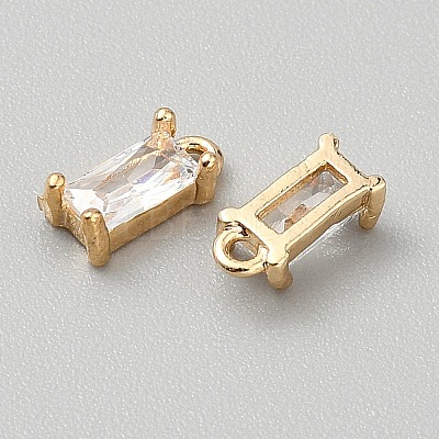 Golden Plated Brass Cubic Zirconia Charms ZIRC-WH0015-01G-01-1