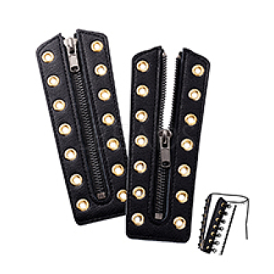 Cowhide Leather Lace-in Boot Zipper Inserts DIY-WH0499-06A-05-1
