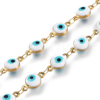 3.28 Feet Handmade Enamel Link Chains X-STAS-I154-02G-1