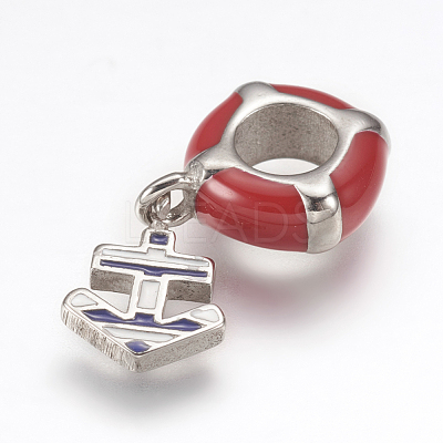 304 Stainless Steel European Dangle Charms STAS-G164-28P-1