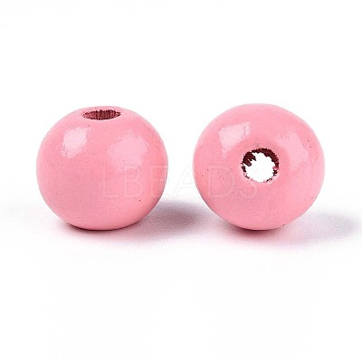 Spray Painted Round Natural Schima Wood Beads WOOD-A018-12mm-06-1