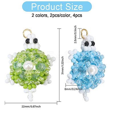 4Pcs 2 Colors Glass Pendants PALLOY-CA00017-1