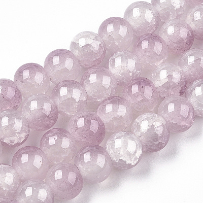 Crackle Baking Paint Imitation Jade Glass Beads Strands DGLA-YW0001-17D-1