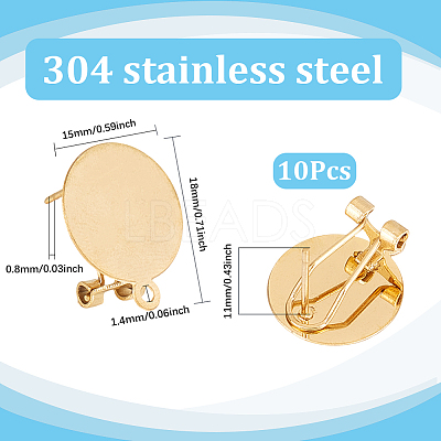 10Pcs 304 Stainless Steel Stud Earring Findings STAS-SP0001-88A-G-1
