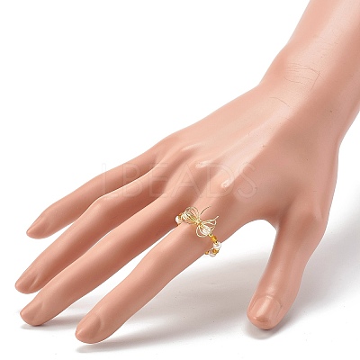 Imitate Austrian Crystal Bicone Glass Beaded Finger Rings RJEW-TA00003-01-1