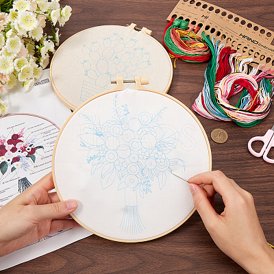 2 Sets 2 Styles DIY Embroidery Kits DIY-GF0009-97B-1