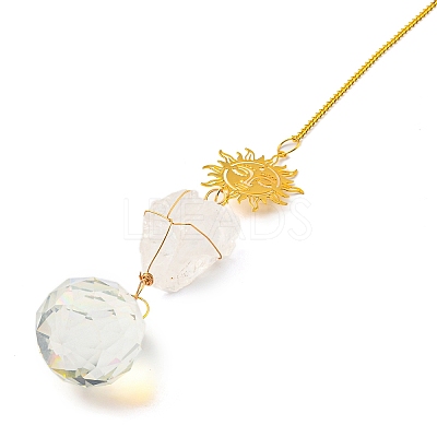 Wire Wrapped Nuggets Natural Quartz Crystal Pendant Decorations HJEW-C008-03A-G-1