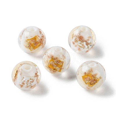 Handmade Gold & Silver Foil Lampwork Beads GLAA-G107-07B-14-1