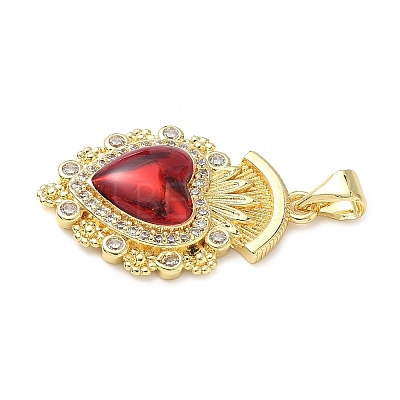 Brass Micro Pave Cubic Zirconia Pendants KK-I379-03G-C-1