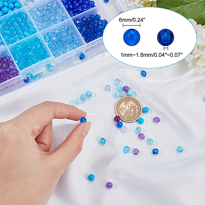 1050Pcs 15 Style Blue Series Transparent & Opaque Acrylic/Plastic Beads MACR-CA0001-10-1