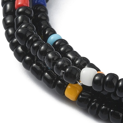 Glass Seed Beaded Multi Loops Warp Bracelets BJEW-TA00339-02-1