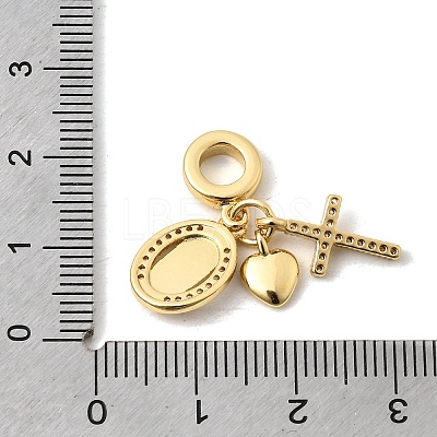 Brass Pave Clear Cubic Zirconia European Dangle Charms KK-A296-06B-G-1