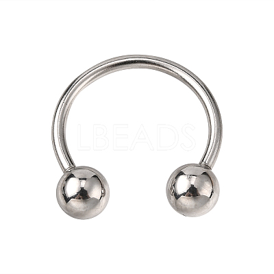 Non-Tarnish 316L Surgical Stainless Steel Circular/Horseshoe Barbell with Round Ball AJEW-P002-07-1