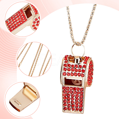 1Pc Iron Rhinestone Whistle Pendant Popcorn Chain Necklaces for Women NJEW-DR0001-03D-1