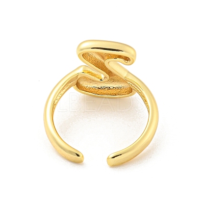 Brass Letter Open Cuff Rings for Women RJEW-G313-01Z-G-1