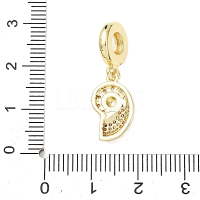 Brass Micro Pave Clear Cubic Zirconia Sea Animal European Dangle Charms KK-B159-04G-03-1