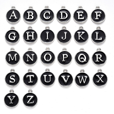 Initial Letter A~Z Alphabet Enamel Charms ENAM-YW0002-01-05P-1