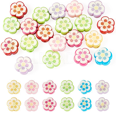 20Pcs UV Plating Printed Opaque Acrylic Beads OACR-TADJ0001-06-1