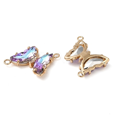 Brass Pave Faceted Glass Connector Charms FIND-Z020-04G-1