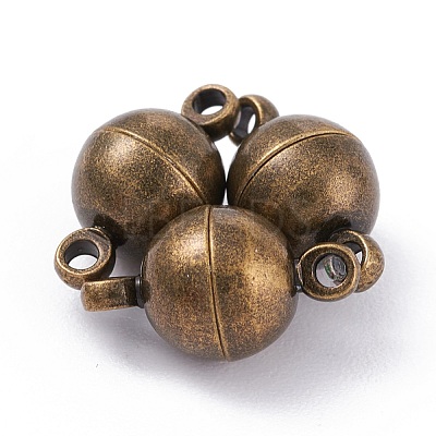 Round Brass Magnetic Clasps with Loops MC019-AB-1