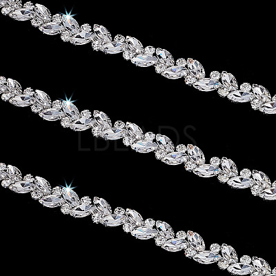 1 Yard Brass Glass Link Chains AJEW-AR0002-74-1