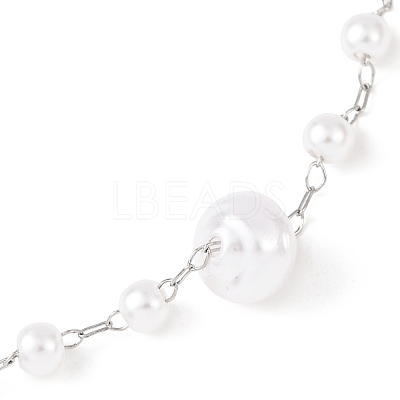 ABS Plastic Pearl Round Beads Link Bracelets BJEW-G774-05P-1