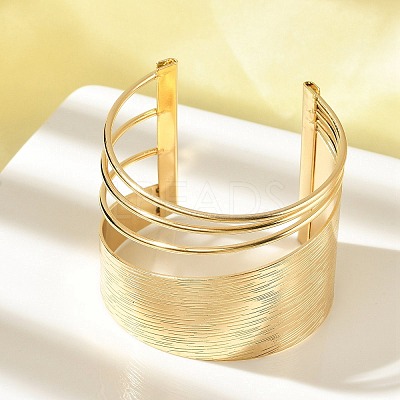 Alloy Open Cuff Bangles LS-BJEW-K272-01G-1