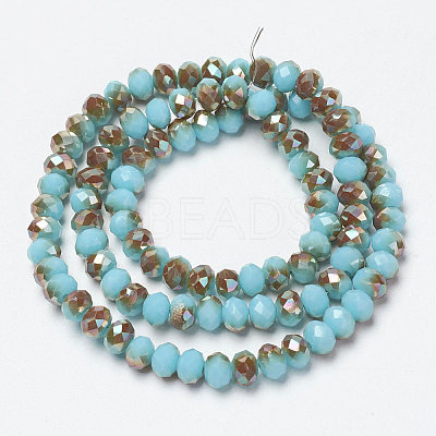 Electroplate Opaque Solid Color Glass Beads Strands EGLA-A034-P8mm-J03-1