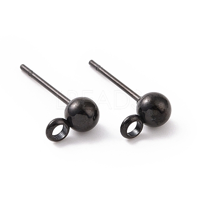 304 Stainless Steel Ball Post Stud Earring Findings X-STAS-Z035-01EB-B-1