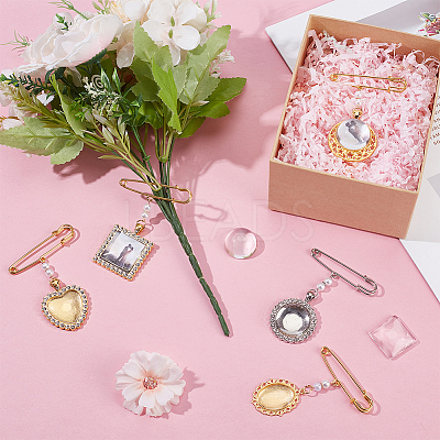 20Pcs DIY Iron Brooch Photo Frame Bouquets Decoration Making Kits JEWB-DR00004-1