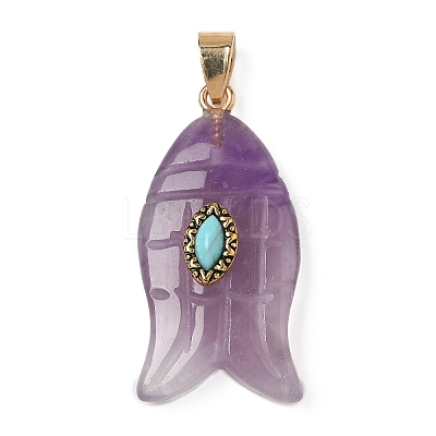 Natural Amethyst & Synthetic Turquoise Carved Pendants X-G-Z084-01G-08-1