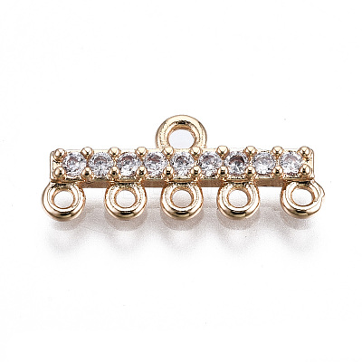 Brass Micro Pave Clear Cubic Zirconia Chandelier Component Links KK-S359-163-RS-1