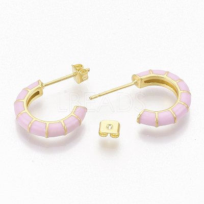 Brass Stud Earrings EJEW-S209-10-1