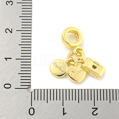 Rack Plating Brass Micro Pave Cubic Zirconia European Dangle Charms KK-P270-02A-G-1