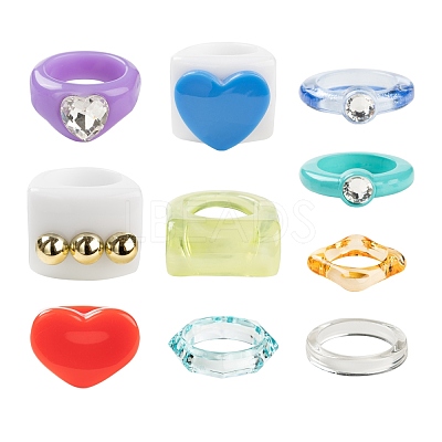 18Pcs Acrylic Finger Rings RJEW-LS0001-01-1