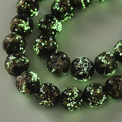 Handmade Gold Sand Lampwork Beads Strands LAMP-T007-06A-1