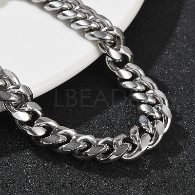 304 Stainless Steel Cuban Link Chain Bracelets for Men BJEW-Z081-01P-03-1